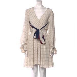 Stella McCartney Silk Dress Balloon Sleeves Tie Front 38